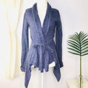 Vintage Blue Knit Wrap Cardigan